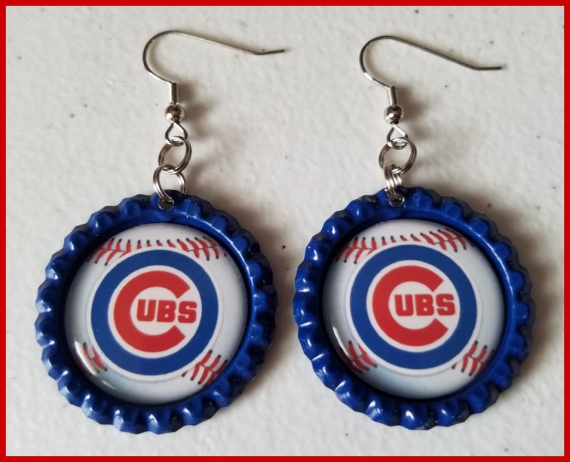 Chicago Cubs Bottle Cap Dangle Earrings A6a Choose Image And Chicago Cubs Bottle Cap Dangle Earrings A6a Choose Image And Color