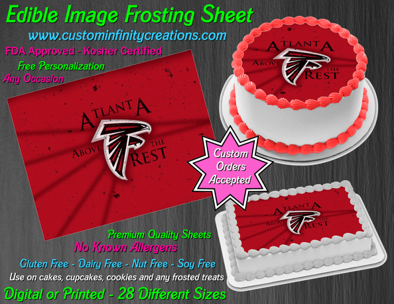 Atlanta Falcons Edible Image Frosting Sheet 23 Cake Cupcake