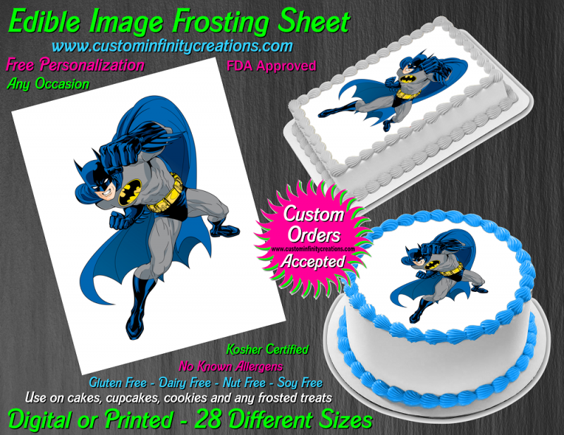 Batman Personalized Edible Print Premium Cake Topper Frosting Sheets 5 Sizes
