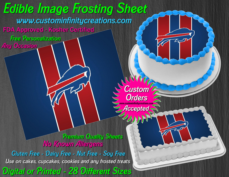 Buffalo Bills Edible Image Icing Frosting Sheet 16 Cake Cupcake