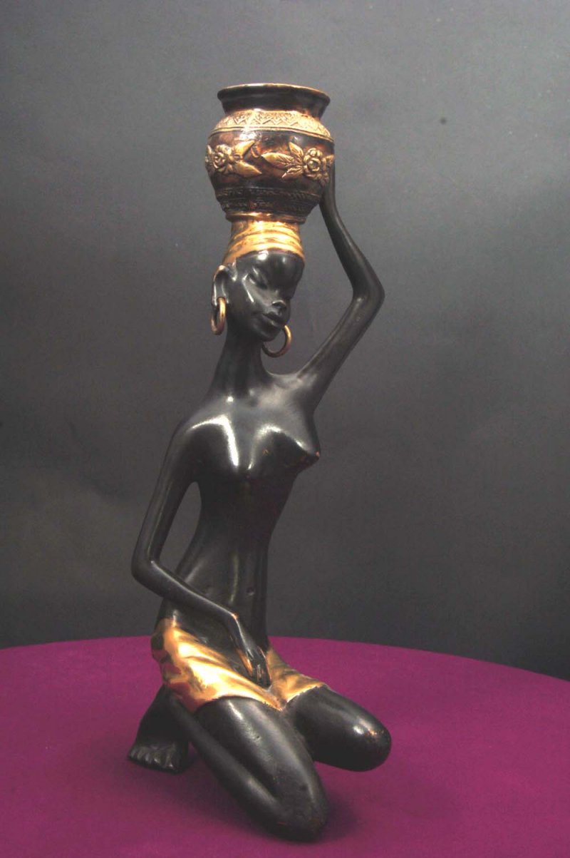 African Maiden Sculpture Solid Bronze