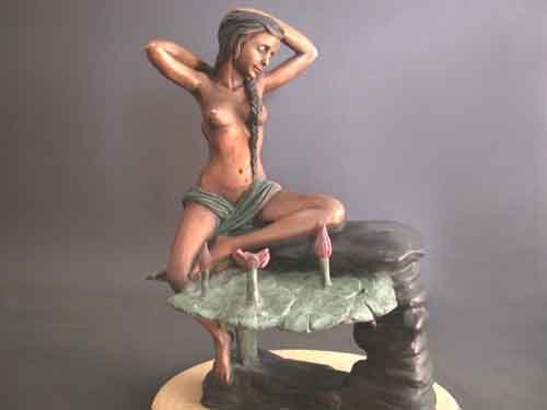 Image 0 of Bronze Fountain Lady Water Lilies Sculpture