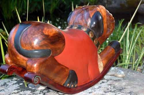 Image 1 of Rocking Bulldog Sculpture Handmade Carved and Stained, Waxed