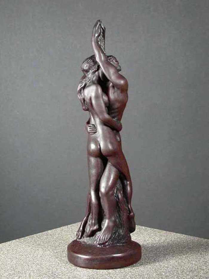 Image 1 of Tender Embracing Couple Deco Art Bone Resin Sculpture 11