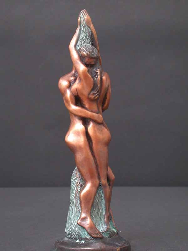 Tender Embracing Couple Deco Art Bronze Sculpture 11 Free Ship