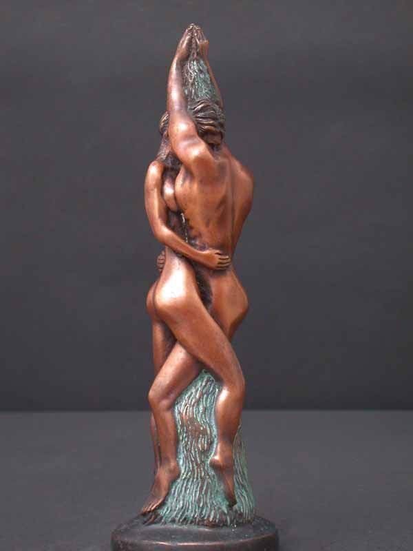 Image 1 of Tender Embracing Couple Deco Art Bronze Sculpture 11