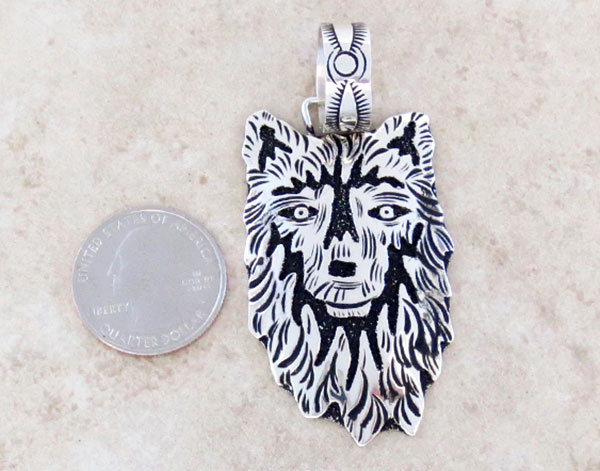 Sterling Silver Overlay Wolf Pendant Native American Jewelry 5329rb - Native American Wolf Pendant Sterling Silver Overlay Wolf Pendant Native American Jewelry 5329rb - Native American Wolf Pendant