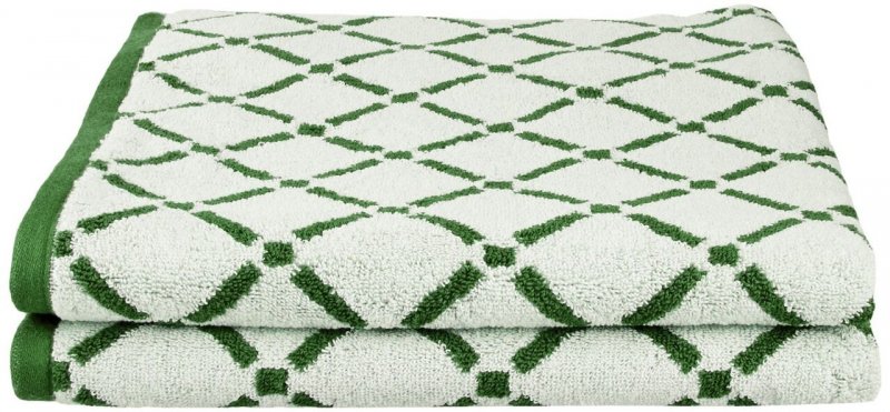 2 Piece Hunter Green & Cream Diamond Bath Towels