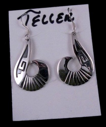Image 3 of Everett & Mary Teller Navajo Kingman Turquoise Silver Swirl Necklace & Earrings