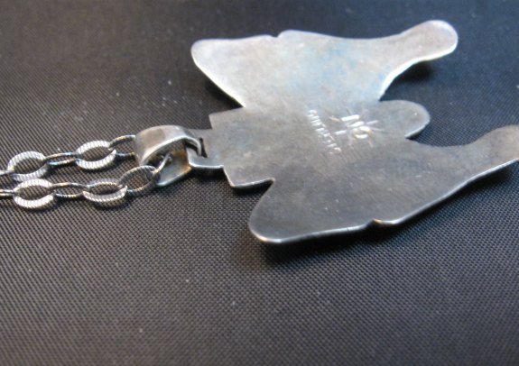 Image 2 of Hopi Indian Sterling Silver Butterfly Pendant Necklace, Greg Naseyoma