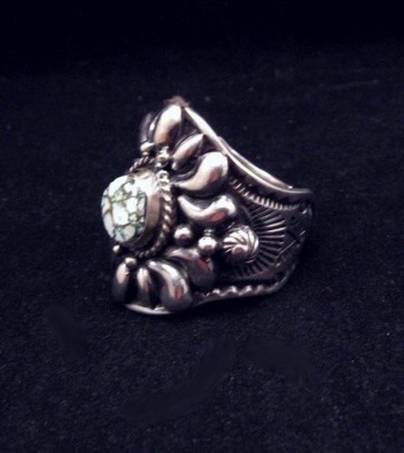 Image 2 of Native American Darryl Becenti Number 8 Turquoise Silver Ring sz10-1/2