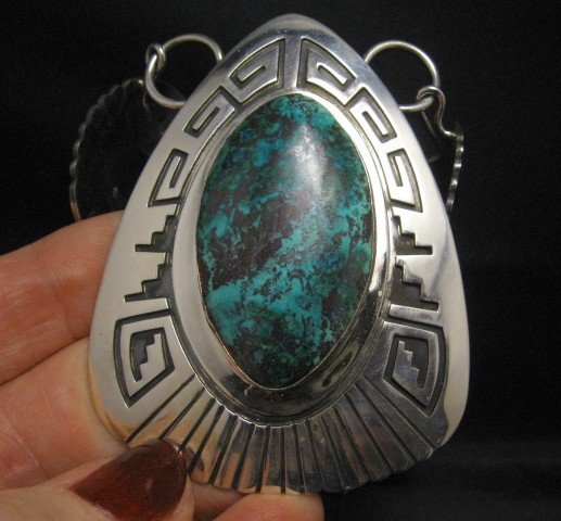 Image 1 of Navajo Chrysocolla Silver Swirl Necklace & Earrings -Everett & Mary Teller