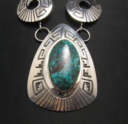 Image 3 of Navajo Chrysocolla Silver Swirl Necklace & Earrings -Everett & Mary Teller