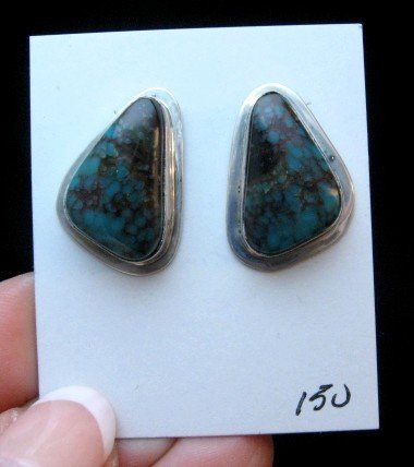 Image 0 of Tommy Jackson Navajo Azurite Silver Earrings