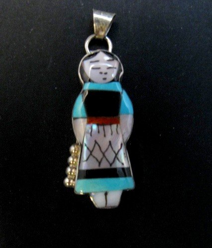 Image 0 of Medium Zuni Turquoise Indian Maiden Pendant, Joyce Waseta
