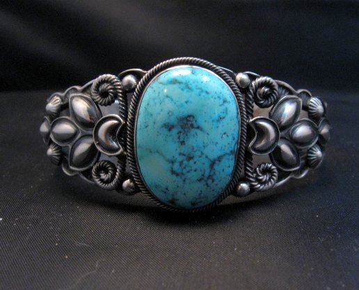 Image 1 of Navajo Native American Indian Turquoise Silver Bracelet, Derrick Gordon