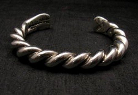 Image 0 of Heavy Navajo Orville Tsinnie Sterling Silver Twist Bracelet - Large