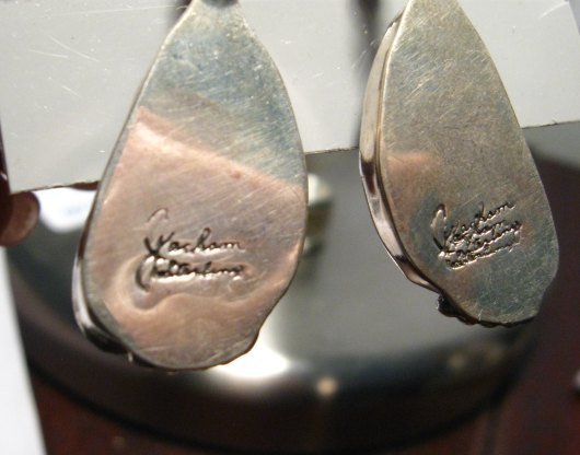 Image 2 of Navajo Native American Lapis Silver Dangle Earring