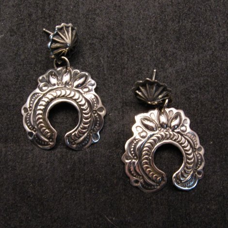 Image 2 of Native American Darryl Becenti Navajo Naja Sterling Silver Earrings