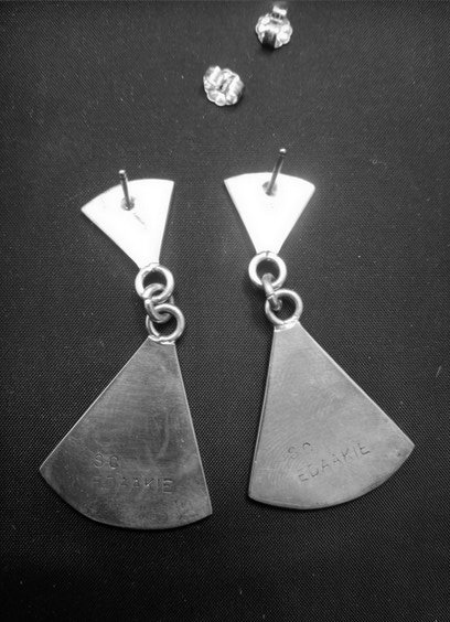 Image 3 of Native American Earrings Hummingbird Sterling Silver Inlay Zuni Sanford Edaakie 