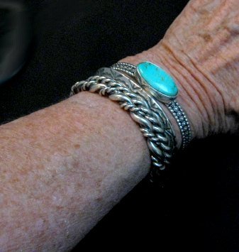 Image 4 of Navajo Native American Twisted Sterling Silver Bracelet, Travis EMT Teller