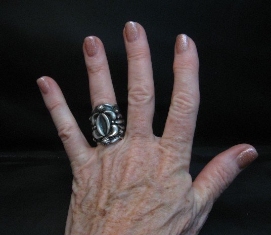 Image 1 of Darryl Becenti Navajo Native American Sterling Silver Ring sz7-1/2