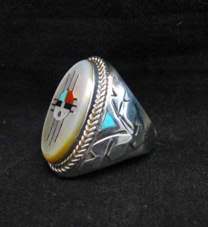 Image 1 of Jeremy Hustito Zuni Native American Zia Sunface Ring Sz10-1/4