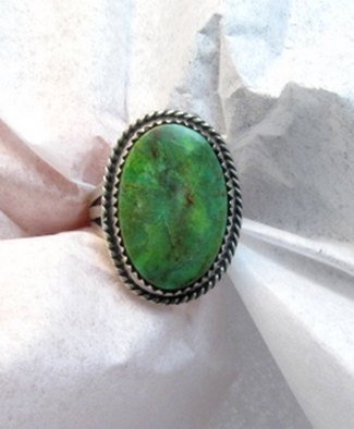 Image 0 of Archie Ganadonegro Navajo Sonoran Turquoise Ring sz7-1/2