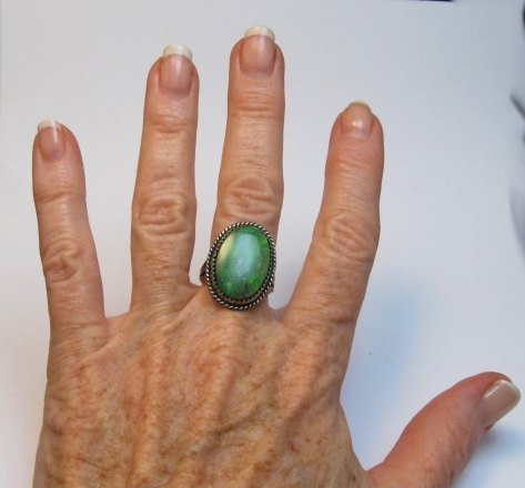Image 1 of Archie Ganadonegro Navajo Sonoran Turquoise Ring sz7-1/2