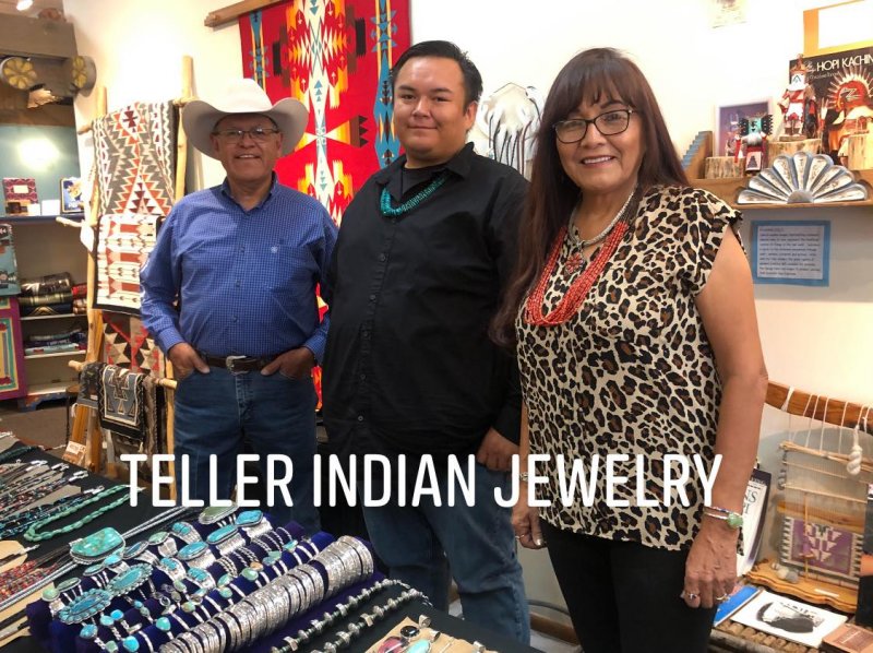 Image 3 of Navajo Everett & Mary Teller Turquoise Textured Silver Arrowhead Earrings 