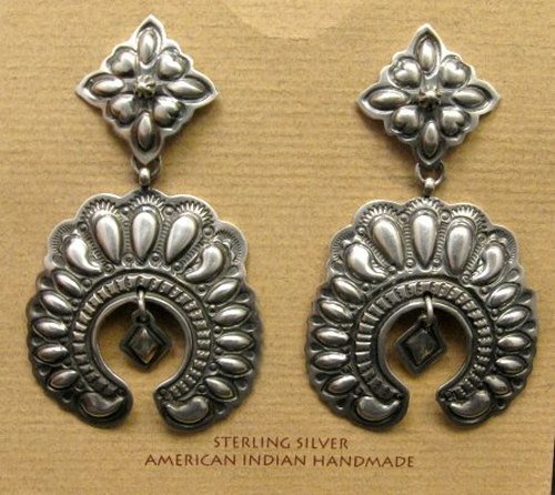 Image 0 of Extra Large Darryl Becenti Navajo Naja Sterling Silver Earrings