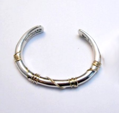 Image 1 of Navajo Orville Tsinnie & Co. 14K Gold Sterling Silver Wrap Wire Bracelet, Medium