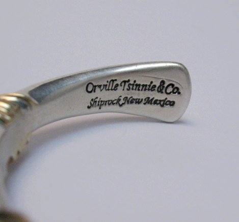 Image 3 of Navajo Orville Tsinnie & Co. 14K Gold Sterling Silver Wrap Wire Bracelet, Medium
