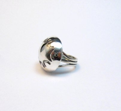 Image 3 of Navajo Orville Tsinnie & Co. Stamped Sterling Silver Dome Ring sz7