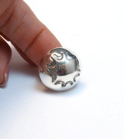Image 6 of Navajo Orville Tsinnie & Co. Stamped Sterling Silver Dome Ring sz7