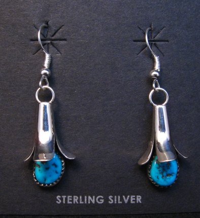 Image 0 of Doris Smallcanyon Native American Navajo Turquoise Squash Blossom Earrings