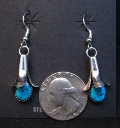 Image 2 of Doris Smallcanyon Native American Navajo Turquoise Squash Blossom Earrings