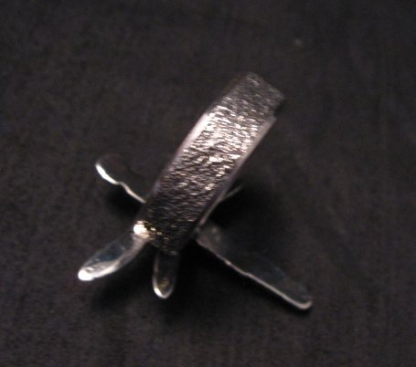 Image 2 of Navajo Lapis Dragonfly Tufacast Silver Ring, Gary Custer sz8-1/4