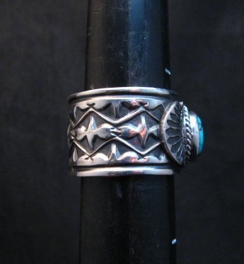 Image 3 of Navajo Sunshine Reeves Turquoise Sterling Silver Native American Ring sz8