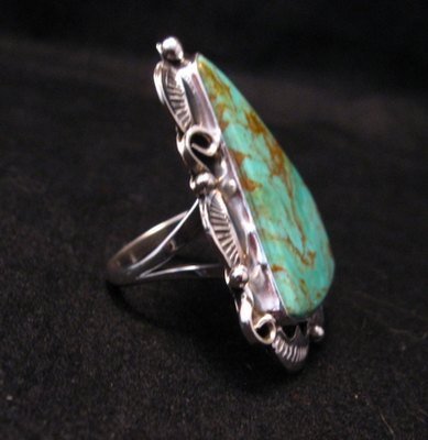 Image 2 of Native American Navajo Royston Turquoise Silver Ring Sz8