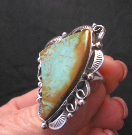Image 1 of Big Native American Navajo Royston Turquoise Ring Sz7-3/4