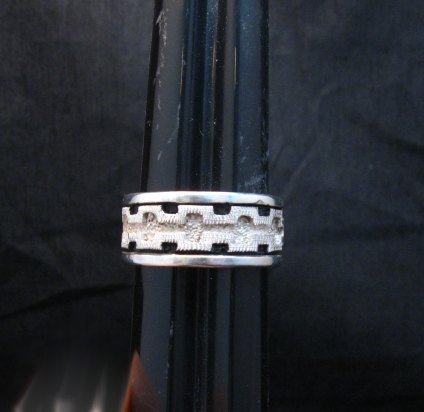 Image 0 of Dan Jackson Navajo Native American Rug Design Silver Ring sz13-1/2