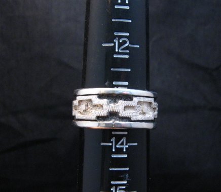 Image 4 of Dan Jackson Navajo Native American Rug Design Silver Ring sz13-1/2