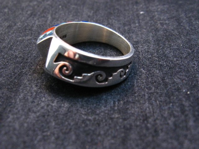 Image 3 of Lonnie Lonn Parker Navajo American Indian Multi Inlay Ring sz8-3/4