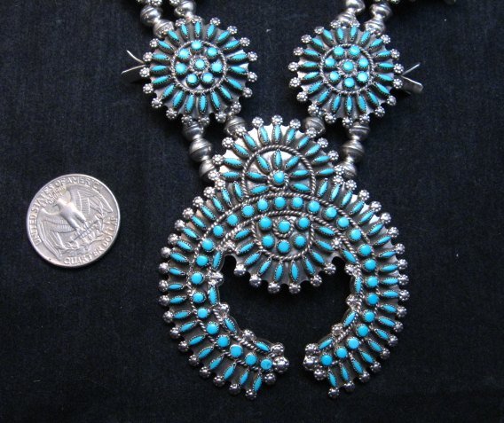 Image 1 of Zuni Turquoise Needlepoint Squash Blossom Necklace, Merlinda & Delbert Chavez
