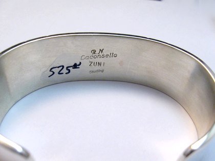 Image 3 of Zuni Jewelry Inlay Hummingbird Silver Bracelet, Ruddell and Nancy Laconsello