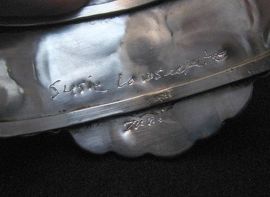 Image 6 of Zuni Susie Lowsayatee Sleeping Beauty Turquoise Silver Inlay Bracelet