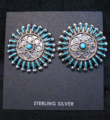 Image 0 of Zuni Turquoise Needlepoint Cluster Earrings, Philander Gia