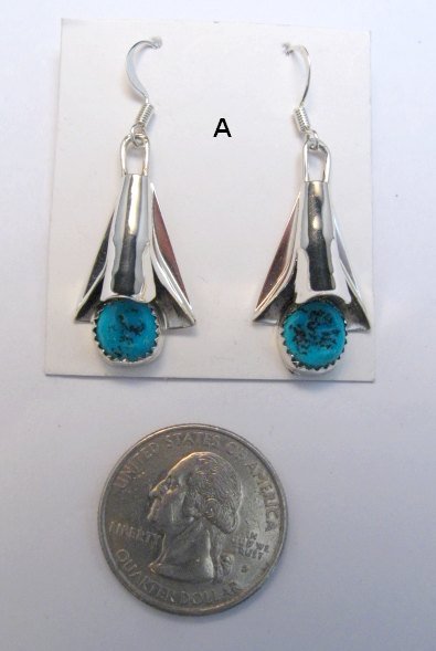 Image 0 of Native American Navajo Turquoise Squash Blossom Earrings, Louise Yazzie