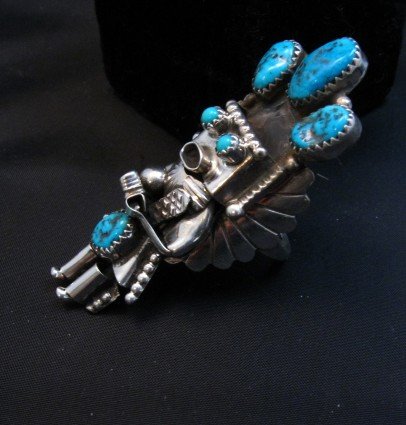 Image 1 of Navajo Turquoise Silver Kachina Ring Doris Smallcanyon sz8-1/2